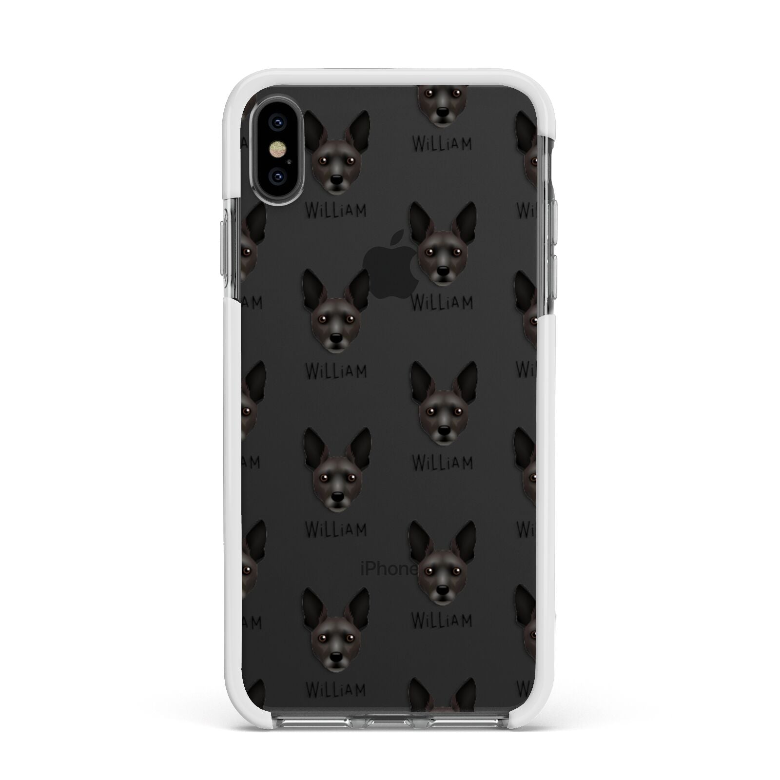 Rat Terrier Icon with Name Apple iPhone Xs Max Impact Case White Edge on Black Phone
