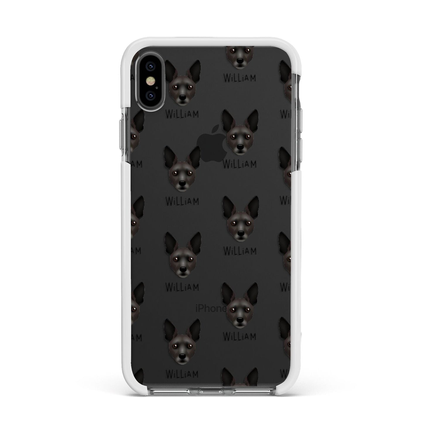 Rat Terrier Icon with Name Apple iPhone Xs Max Impact Case White Edge on Black Phone