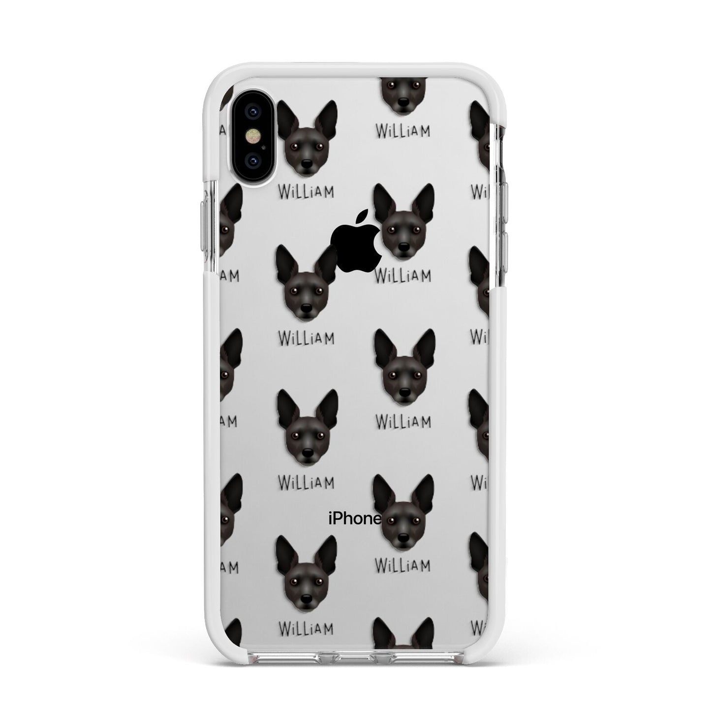 Rat Terrier Icon with Name Apple iPhone Xs Max Impact Case White Edge on Silver Phone