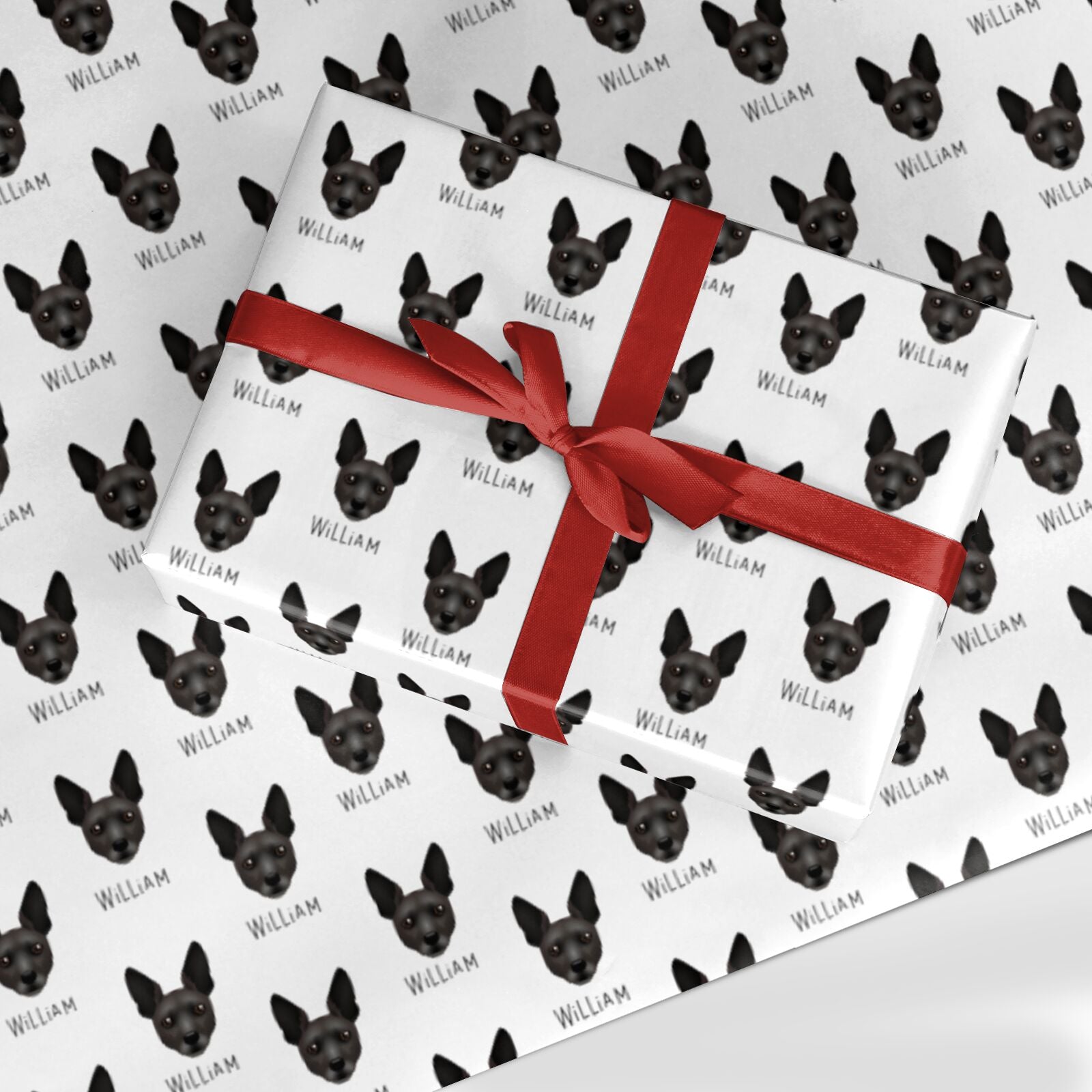 Rat Terrier Icon with Name Wrapping Paper – Dyefor