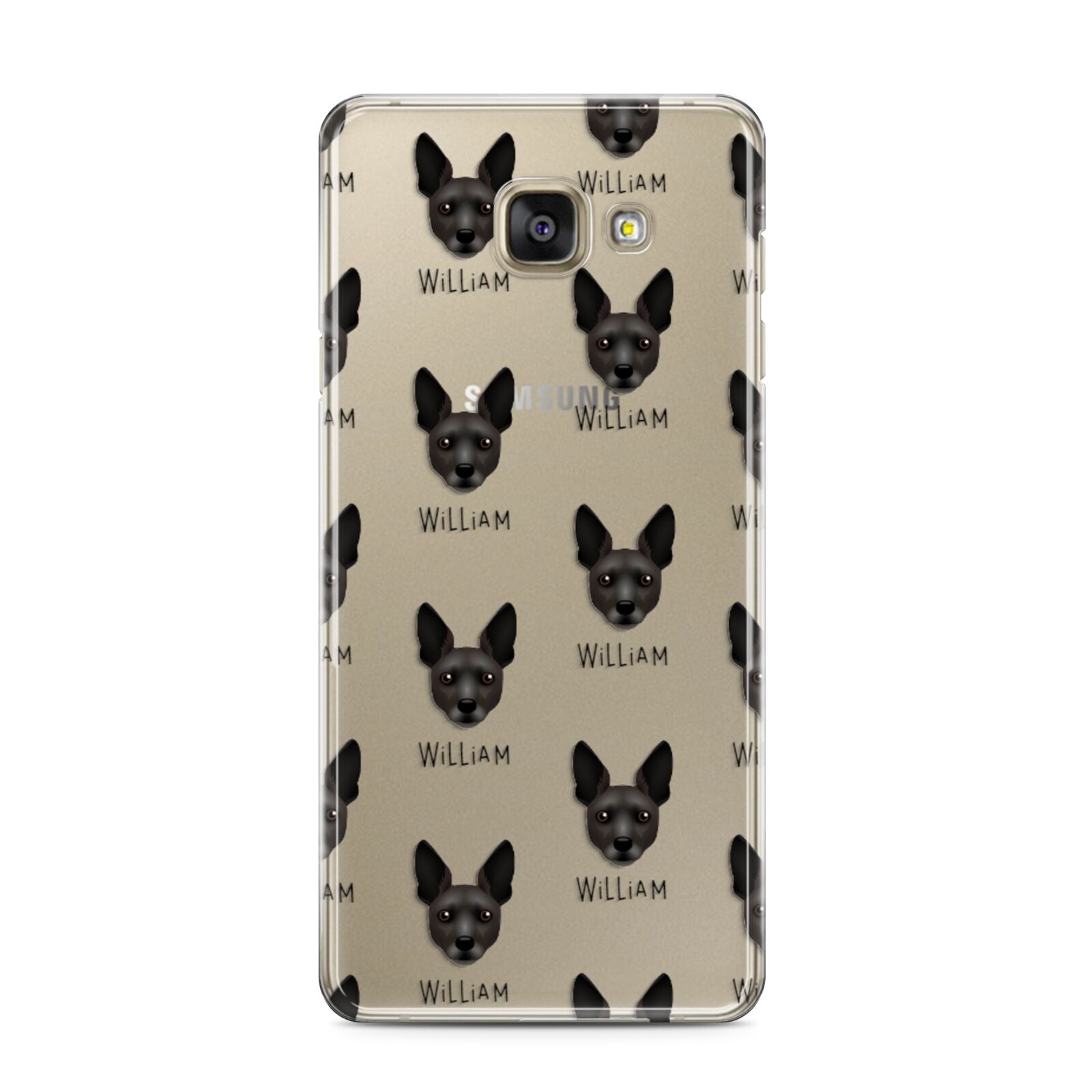 Rat Terrier Icon with Name Samsung Galaxy A3 2016 Case on gold phone