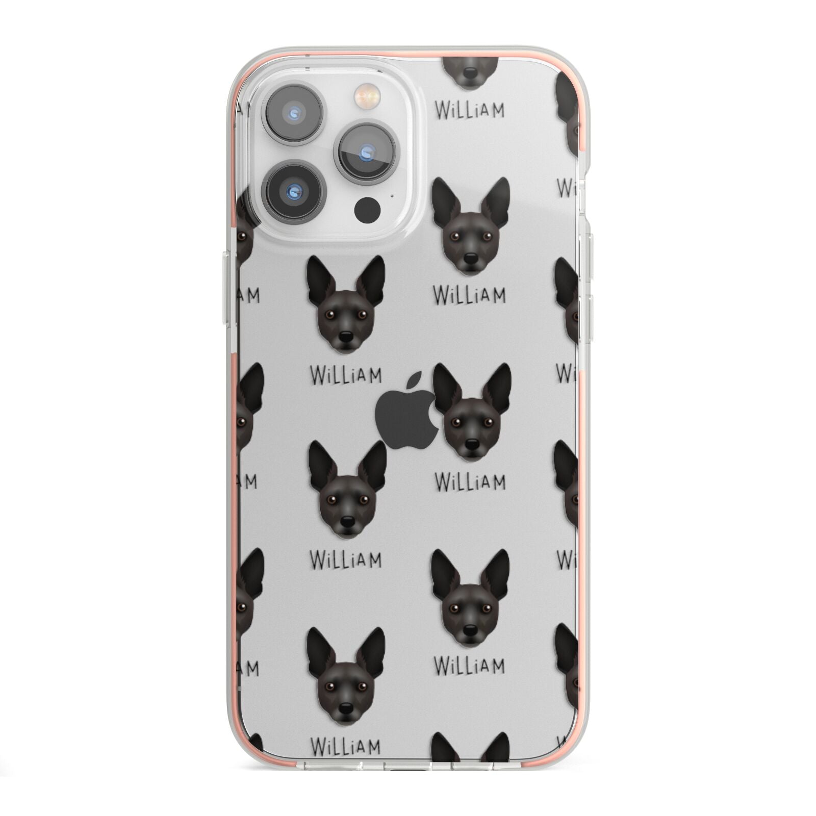 Rat Terrier Icon with Name iPhone 13 Pro Max TPU Impact Case with Pink Edges