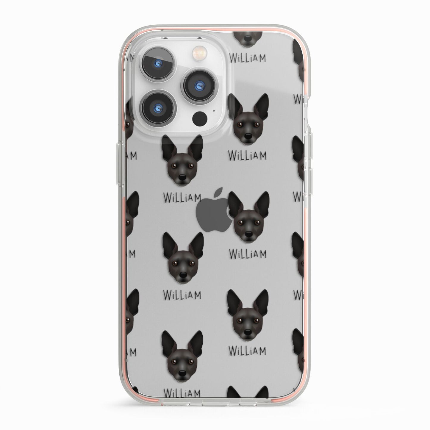 Rat Terrier Icon with Name iPhone 13 Pro TPU Impact Case with Pink Edges