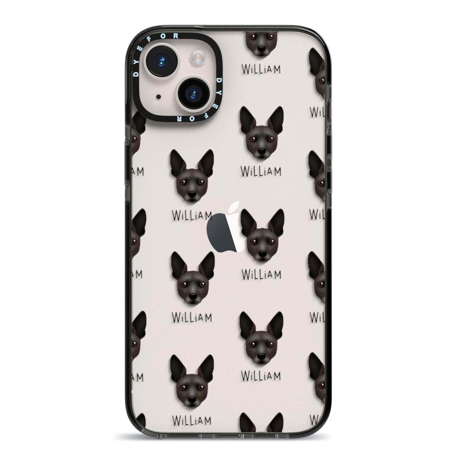 Rat Terrier Icon with Name iPhone 14 Plus Black Impact Case on Silver phone