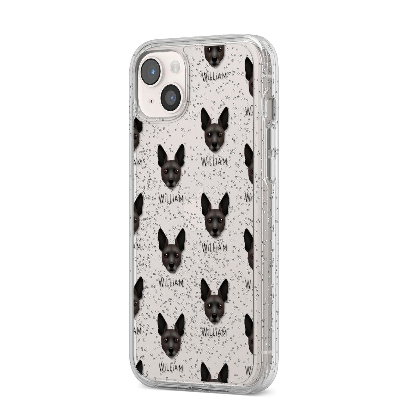 Rat Terrier Icon with Name iPhone 14 Plus Glitter Tough Case Starlight Angled Image