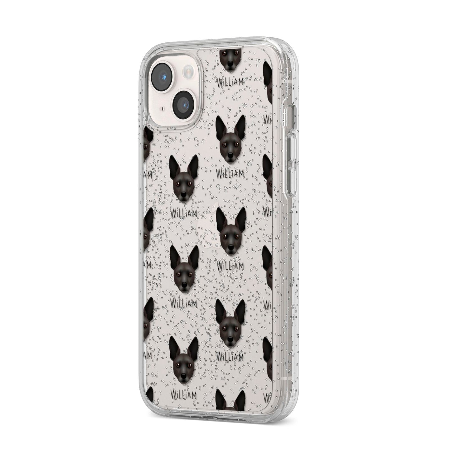 Rat Terrier Icon with Name iPhone 14 Plus Glitter Tough Case Starlight Angled Image