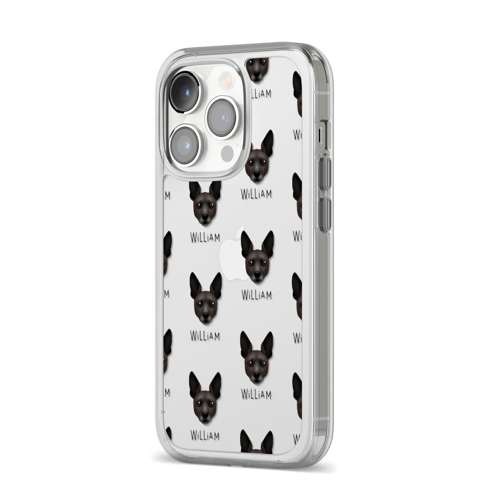 Rat Terrier Icon with Name iPhone 14 Pro Clear Tough Case Silver Angled Image