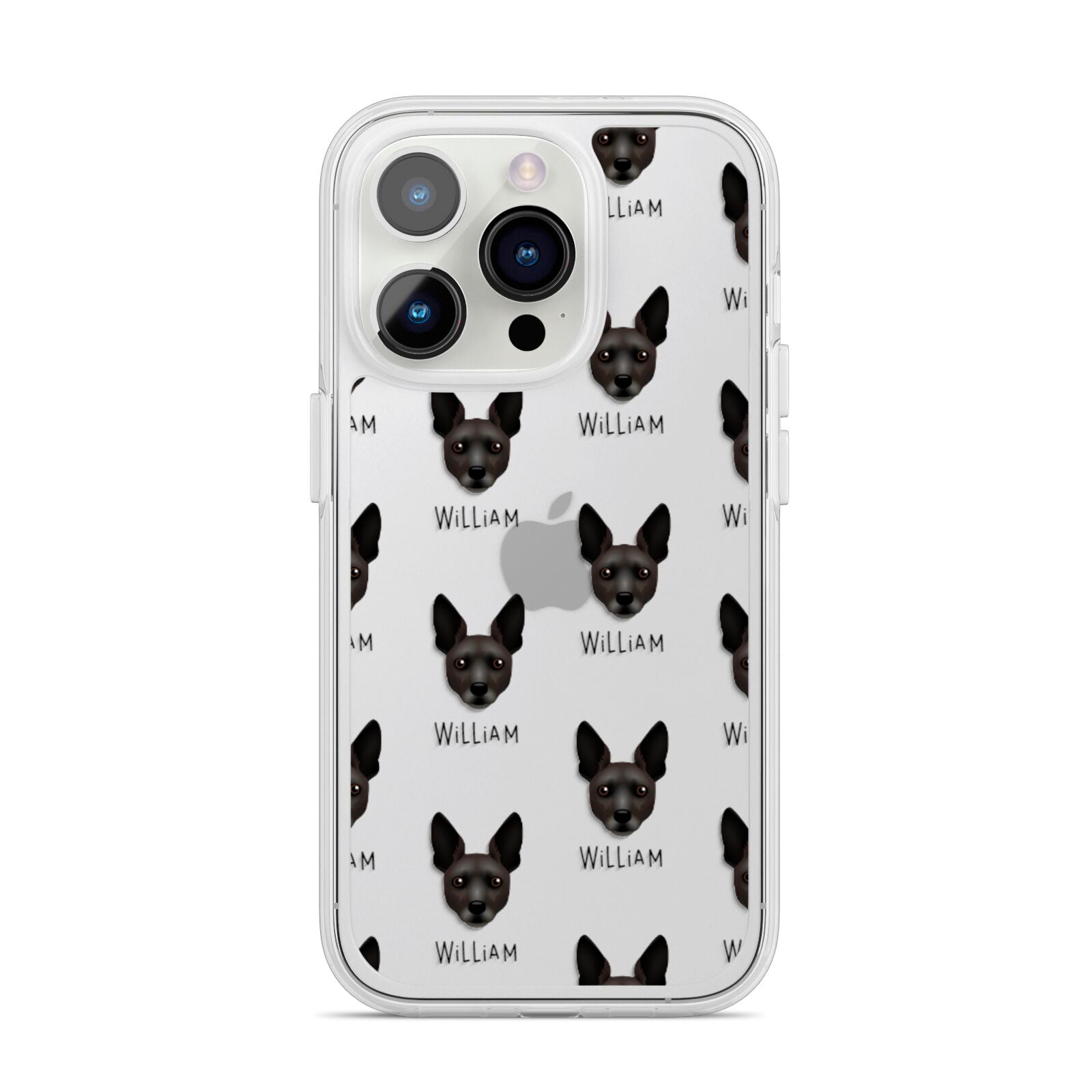 Rat Terrier Icon with Name iPhone 14 Pro Clear Tough Case Silver