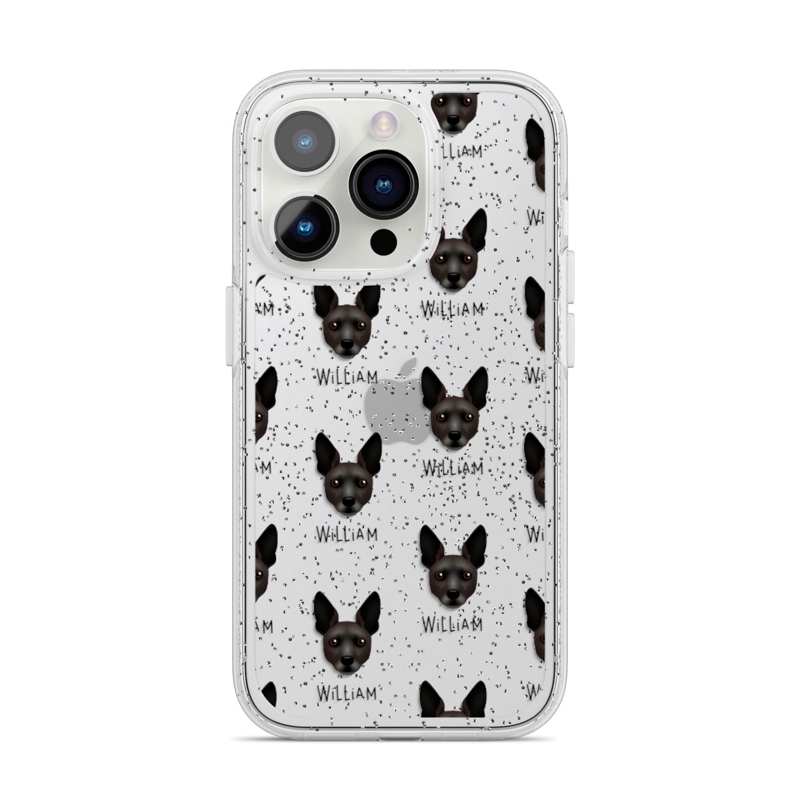 Rat Terrier Icon with Name iPhone 14 Pro Glitter Tough Case Silver
