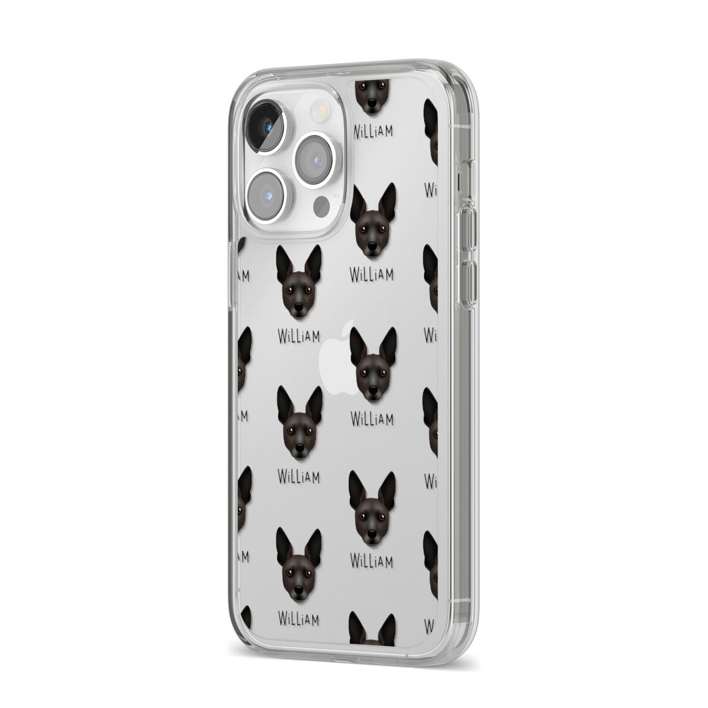 Rat Terrier Icon with Name iPhone 14 Pro Max Clear Tough Case Silver Angled Image