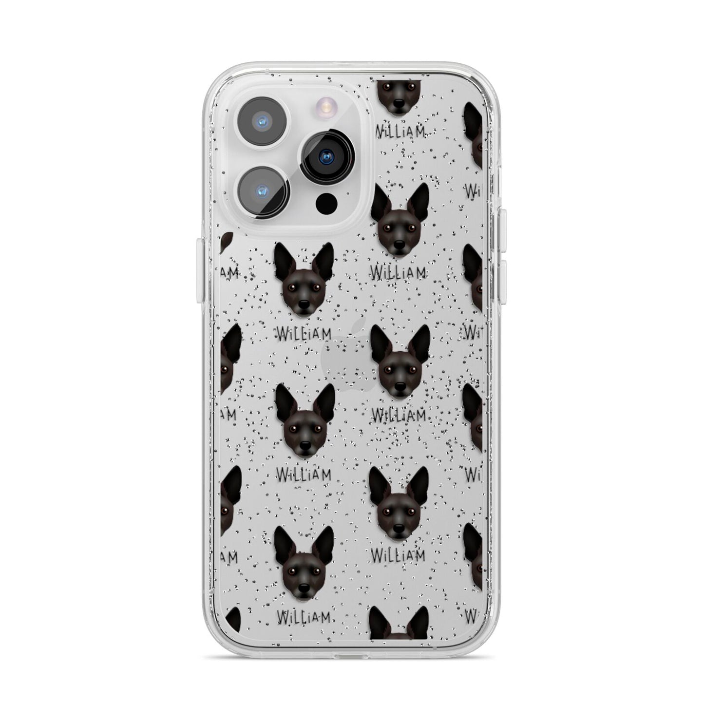 Rat Terrier Icon with Name iPhone 14 Pro Max Glitter Tough Case Silver