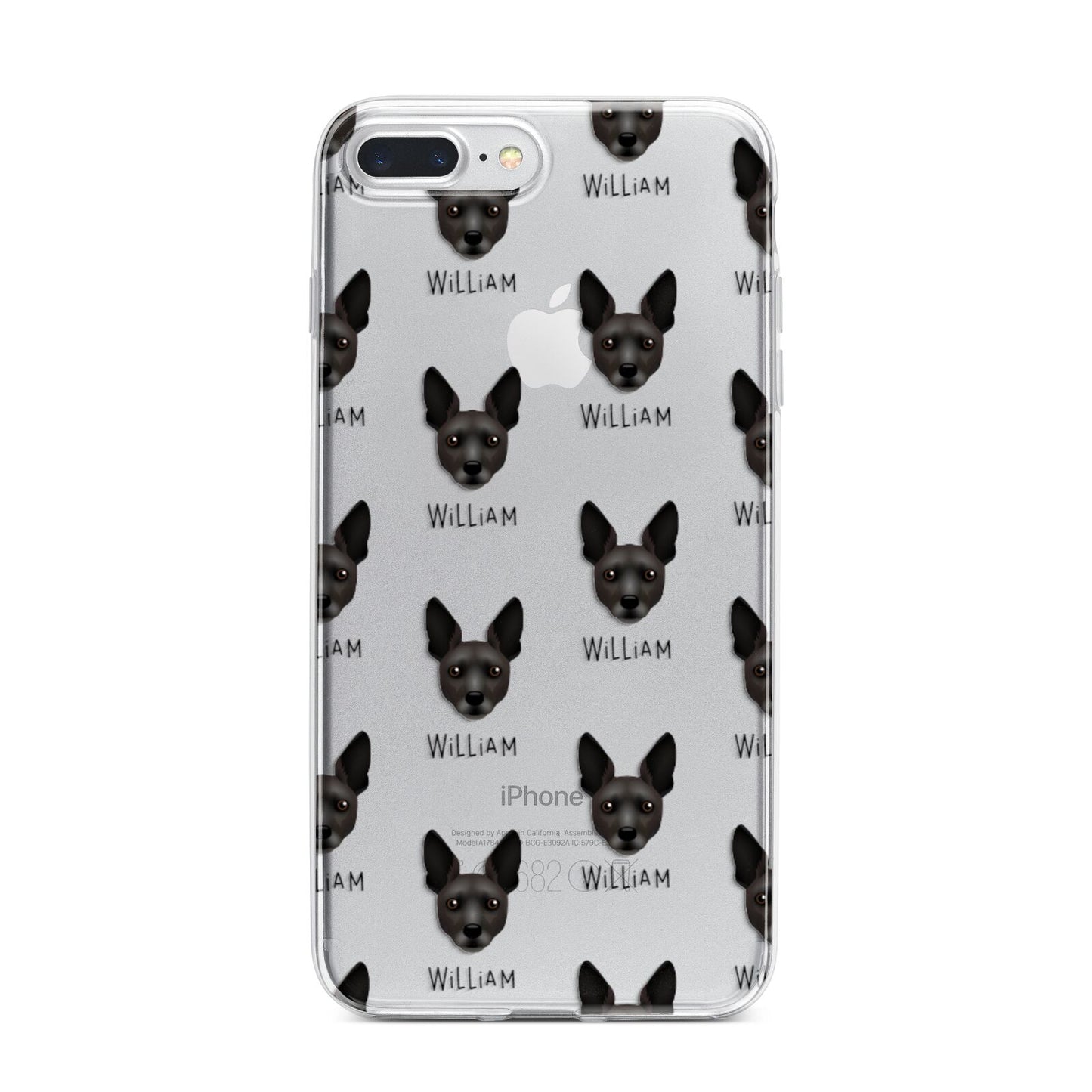 Rat Terrier Icon with Name iPhone 7 Plus Bumper Case on Silver iPhone