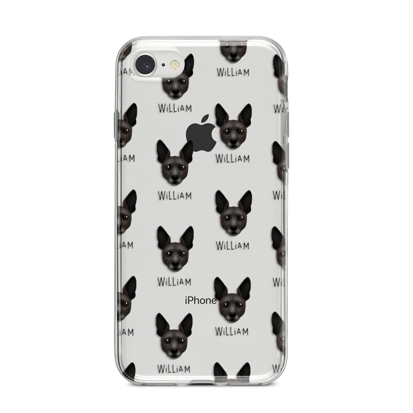 Rat Terrier Icon with Name iPhone 8 Bumper Case on Silver iPhone