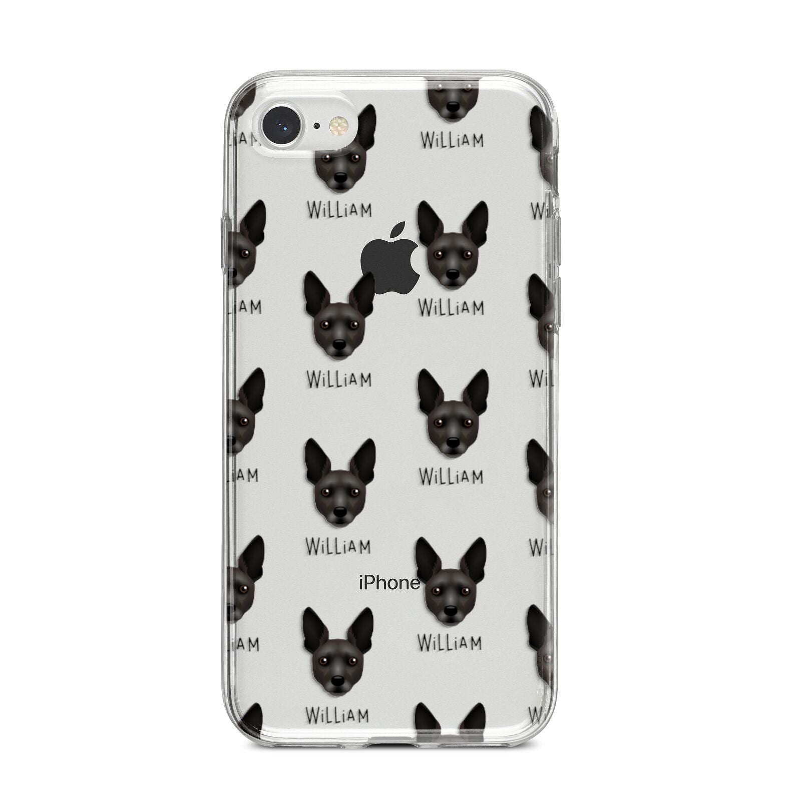 Rat Terrier Icon with Name iPhone 8 Bumper Case on Silver iPhone