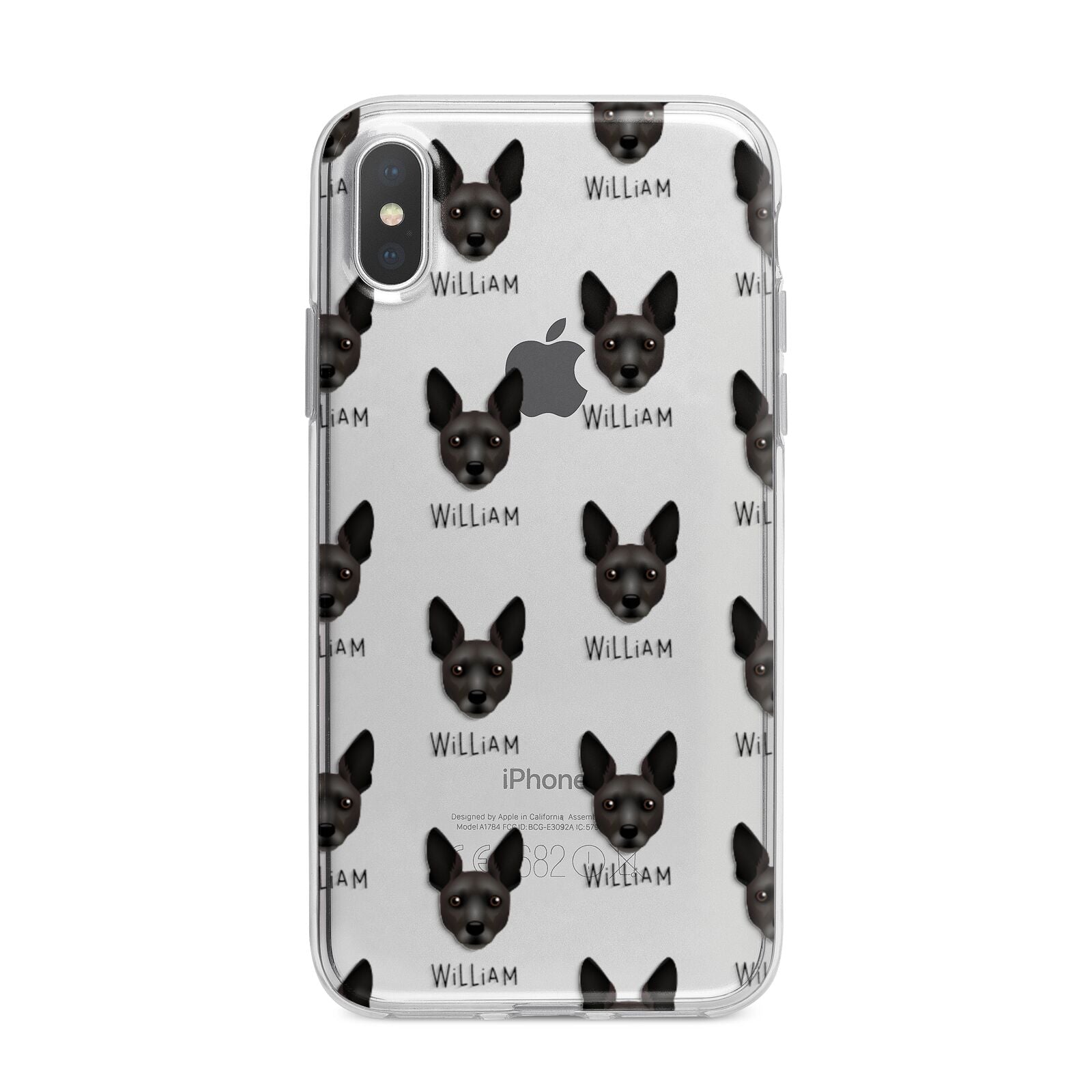 Rat Terrier Icon with Name iPhone X Bumper Case on Silver iPhone Alternative Image 1