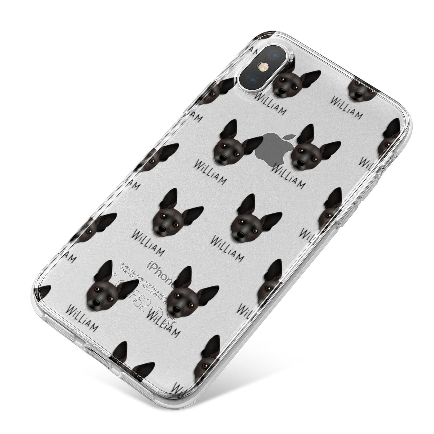 Rat Terrier Icon with Name iPhone X Bumper Case on Silver iPhone