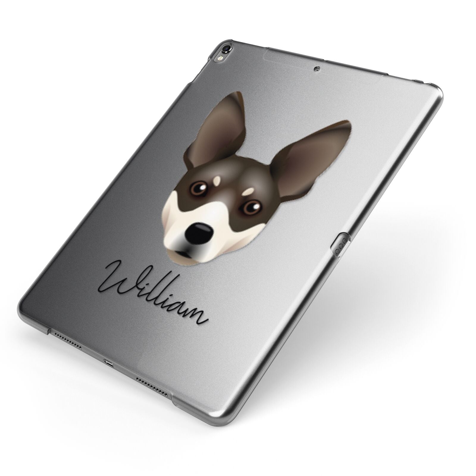 Rat Terrier Personalised Apple iPad Case on Grey iPad Side View