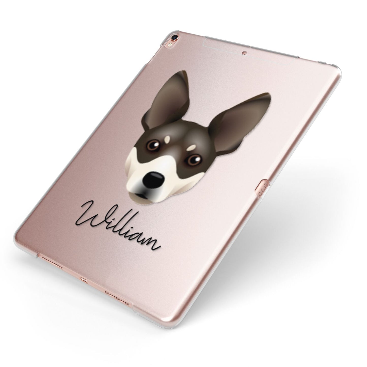 Rat Terrier Personalised Apple iPad Case on Rose Gold iPad Side View