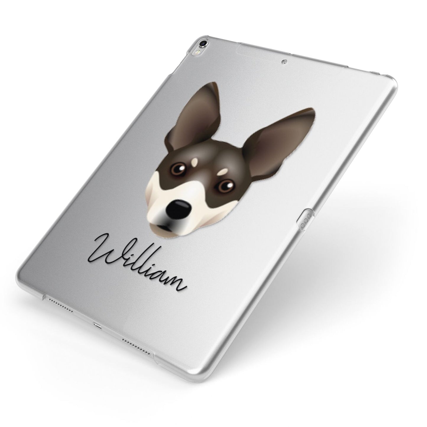 Rat Terrier Personalised Apple iPad Case on Silver iPad Side View