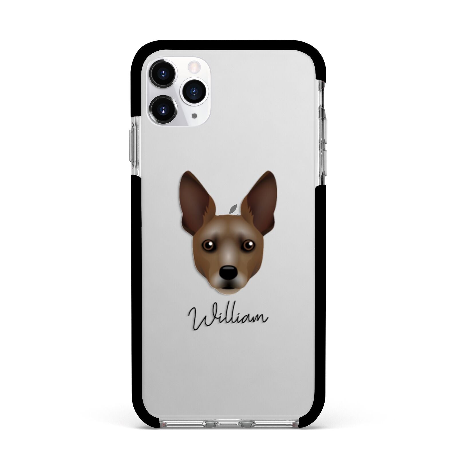 Rat Terrier Personalised Apple iPhone 11 Pro Max in Silver with Black Impact Case