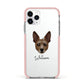 Rat Terrier Personalised Apple iPhone 11 Pro in Silver with Pink Impact Case