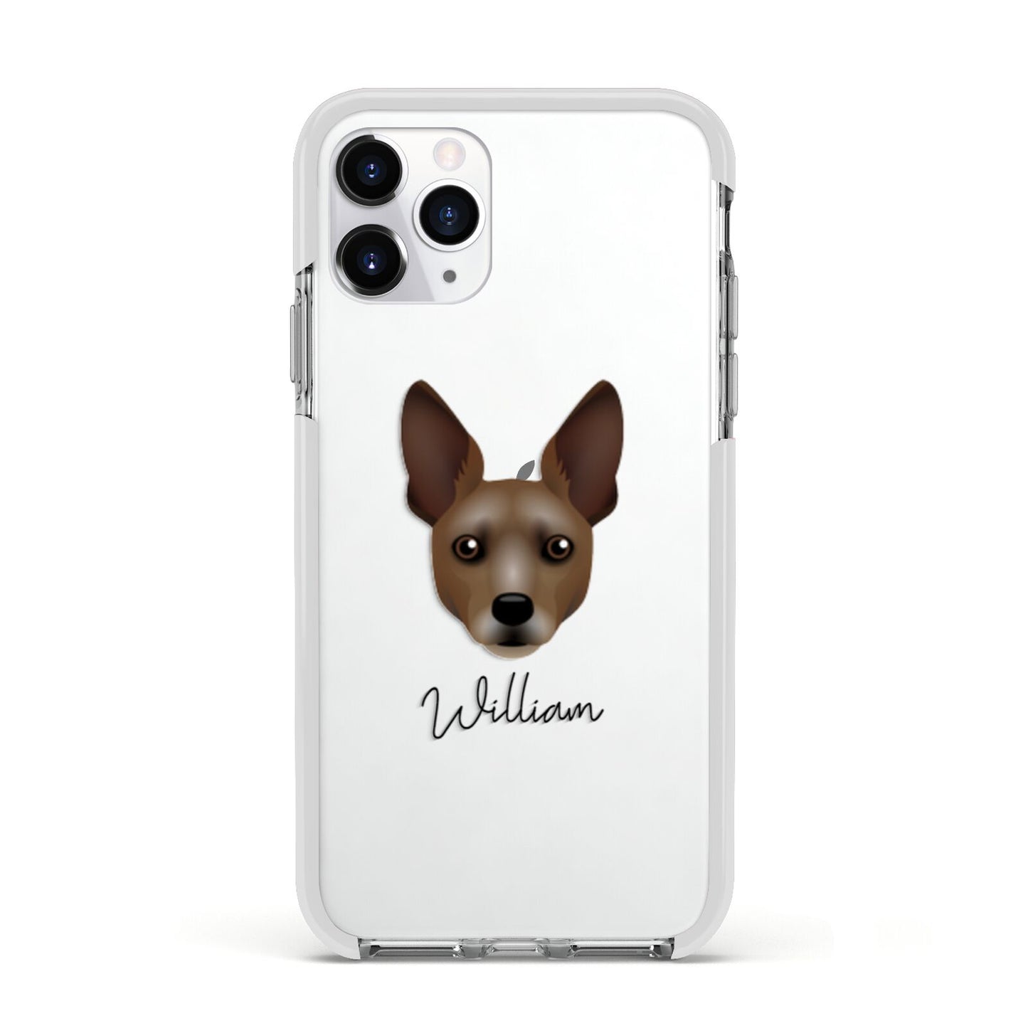 Rat Terrier Personalised Apple iPhone 11 Pro in Silver with White Impact Case