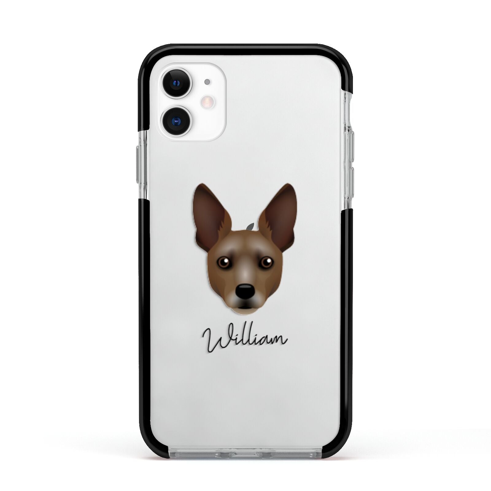 Rat Terrier Personalised Apple iPhone 11 in White with Black Impact Case