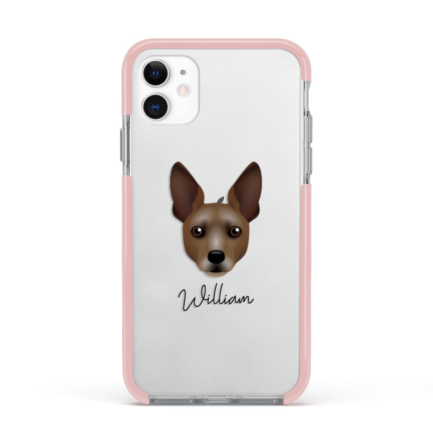 Rat Terrier Personalised Apple iPhone 11 in White with Pink Impact Case