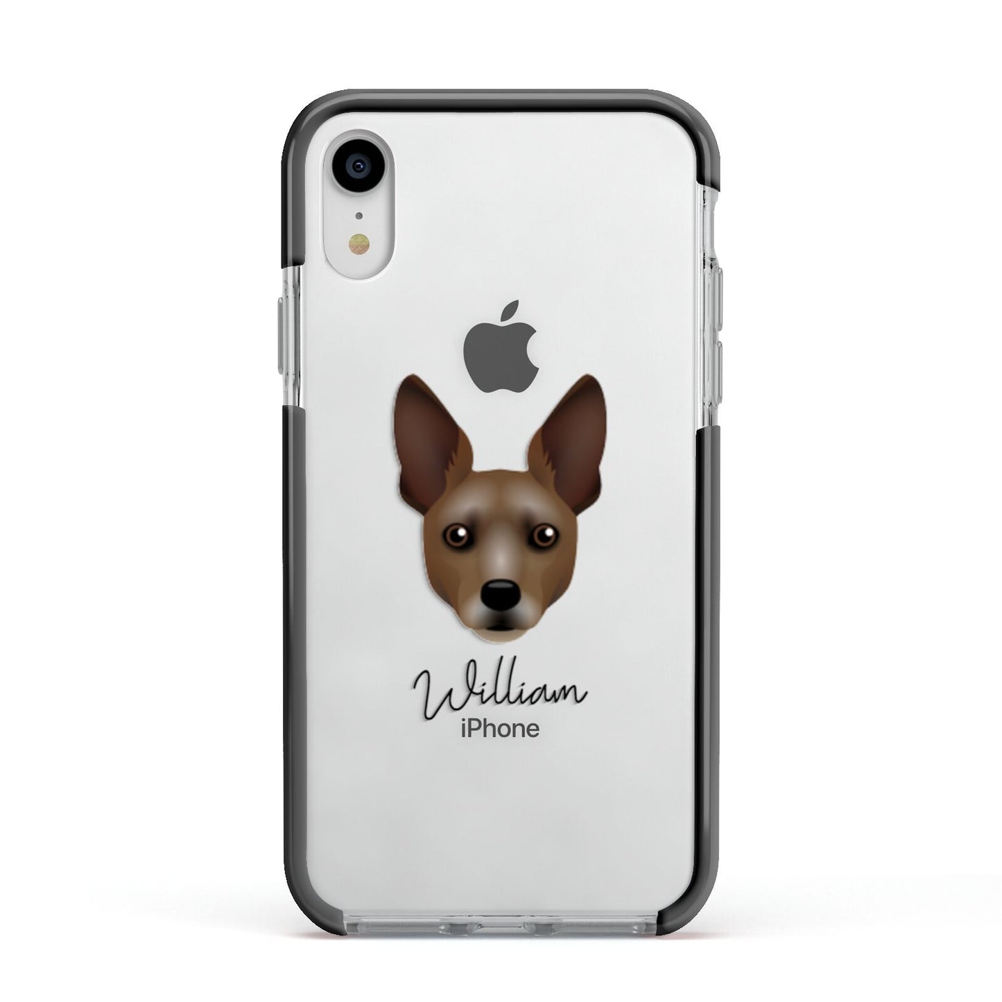 Rat Terrier Personalised Apple iPhone XR Impact Case Black Edge on Silver Phone