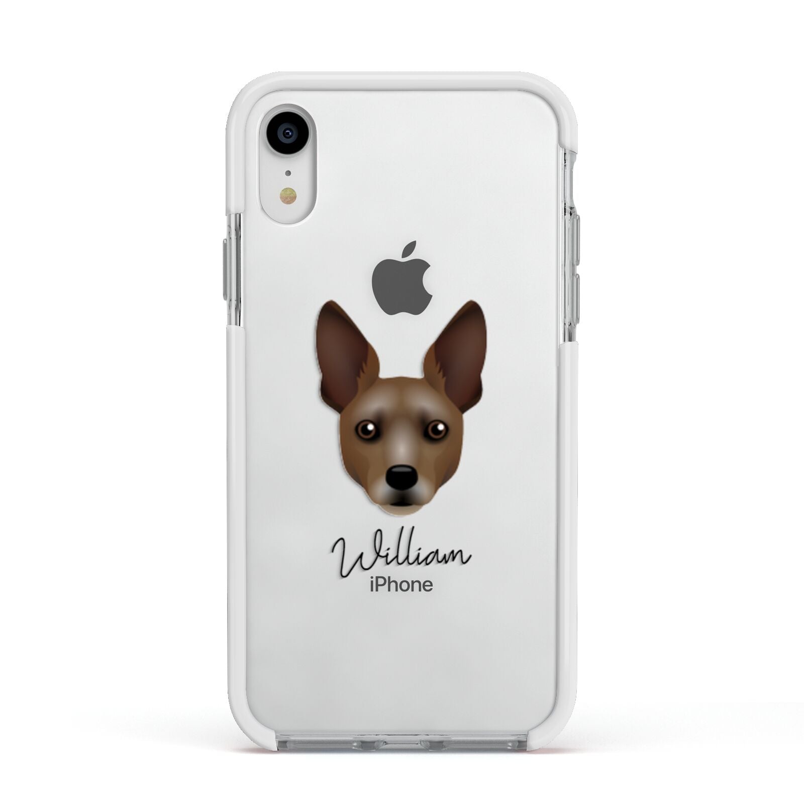 Rat Terrier Personalised Apple iPhone XR Impact Case White Edge on Silver Phone