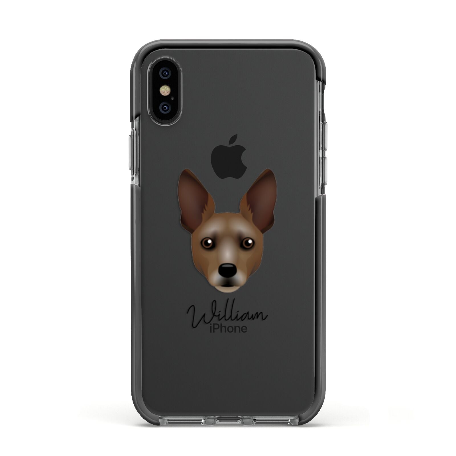 Rat Terrier Personalised Apple iPhone Xs Impact Case Black Edge on Black Phone