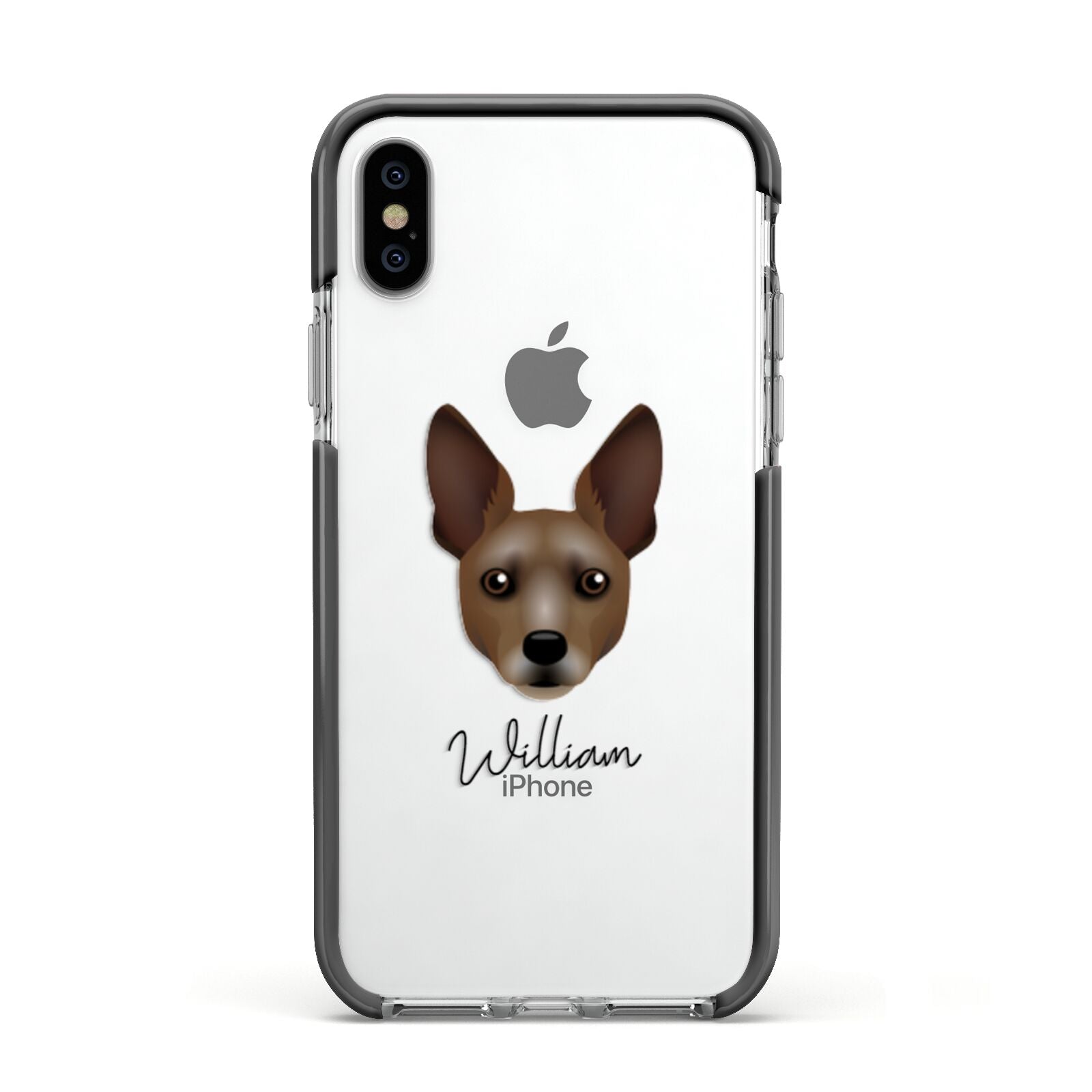 Rat Terrier Personalised Apple iPhone Xs Impact Case Black Edge on Silver Phone