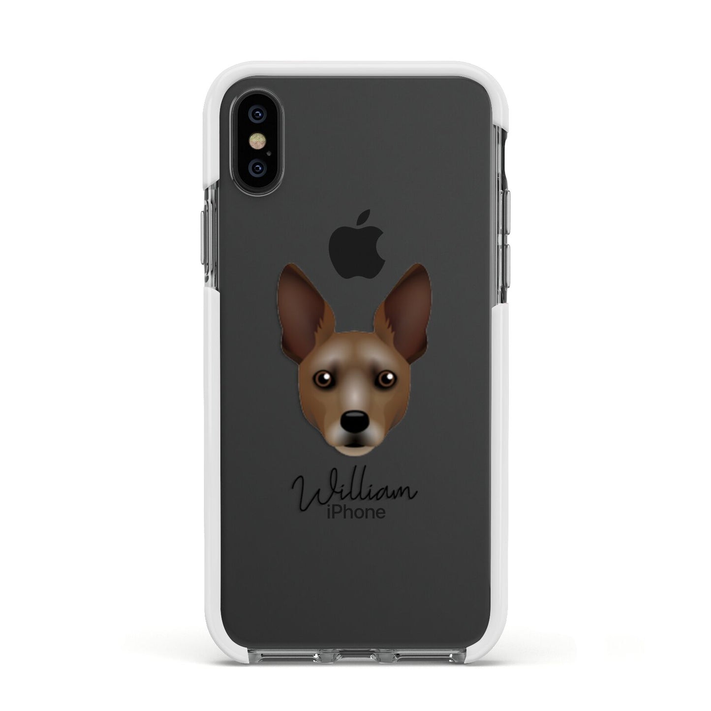 Rat Terrier Personalised Apple iPhone Xs Impact Case White Edge on Black Phone