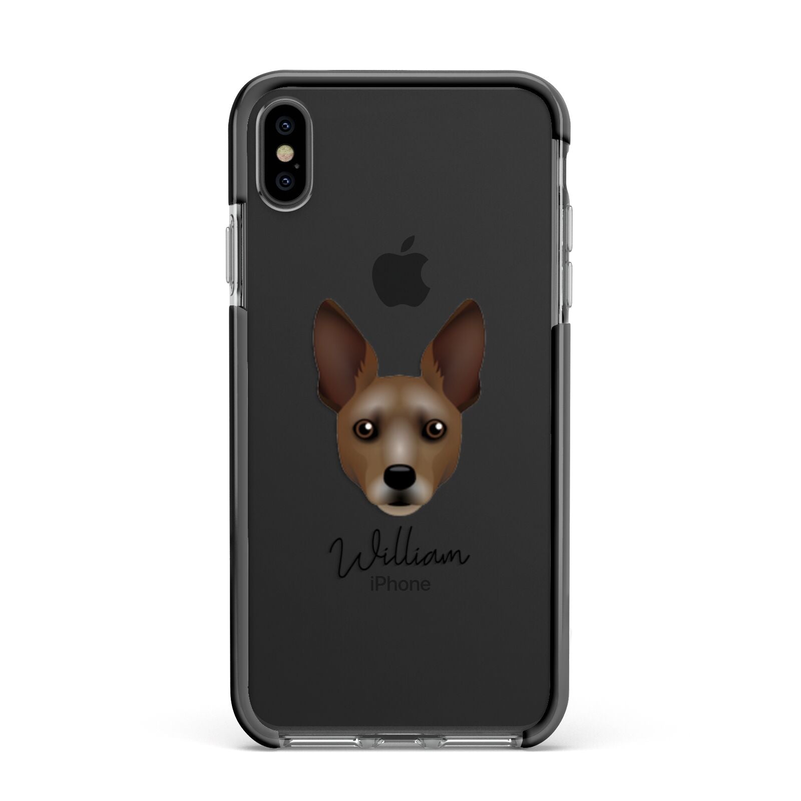 Rat Terrier Personalised Apple iPhone Xs Max Impact Case Black Edge on Black Phone