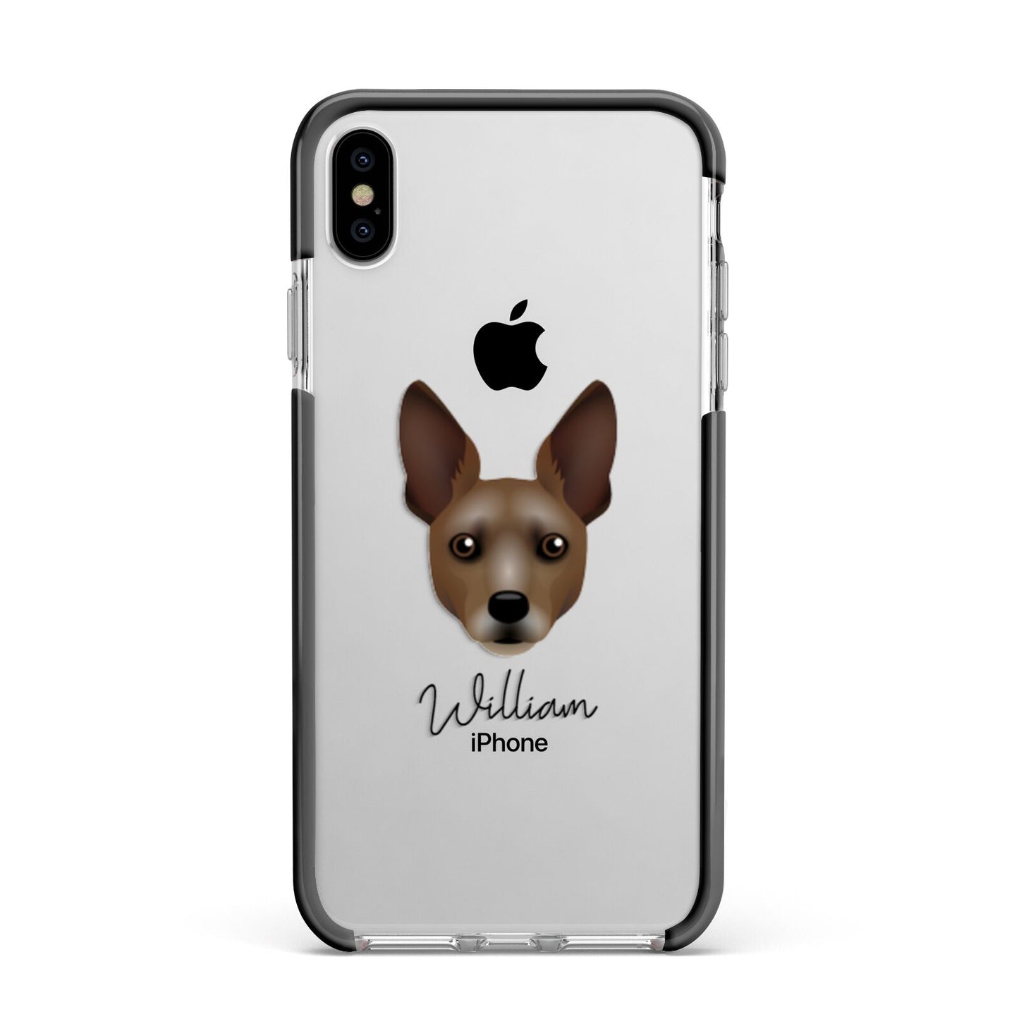 Rat Terrier Personalised Apple iPhone Xs Max Impact Case Black Edge on Silver Phone