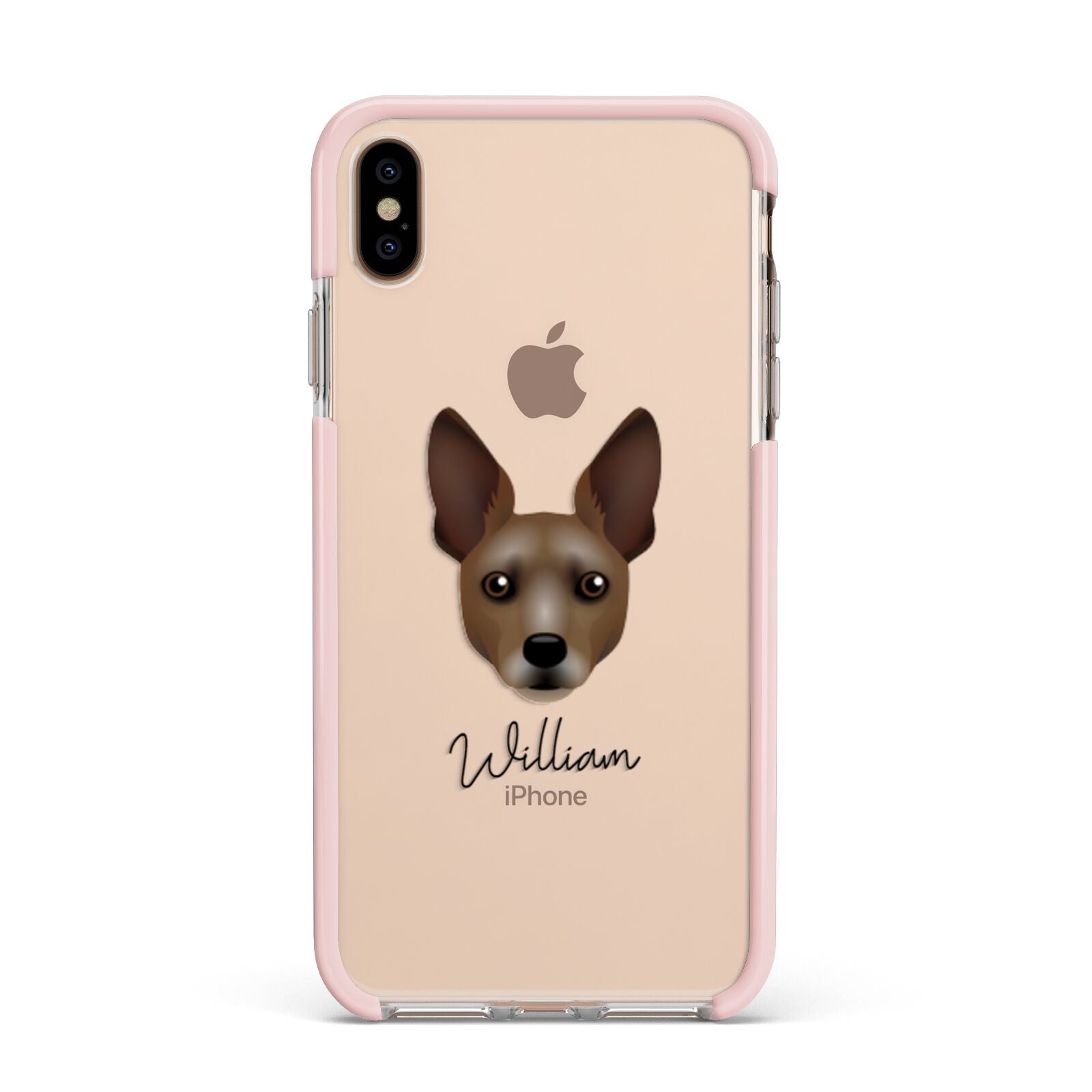Rat Terrier Personalised Apple iPhone Xs Max Impact Case Pink Edge on Gold Phone