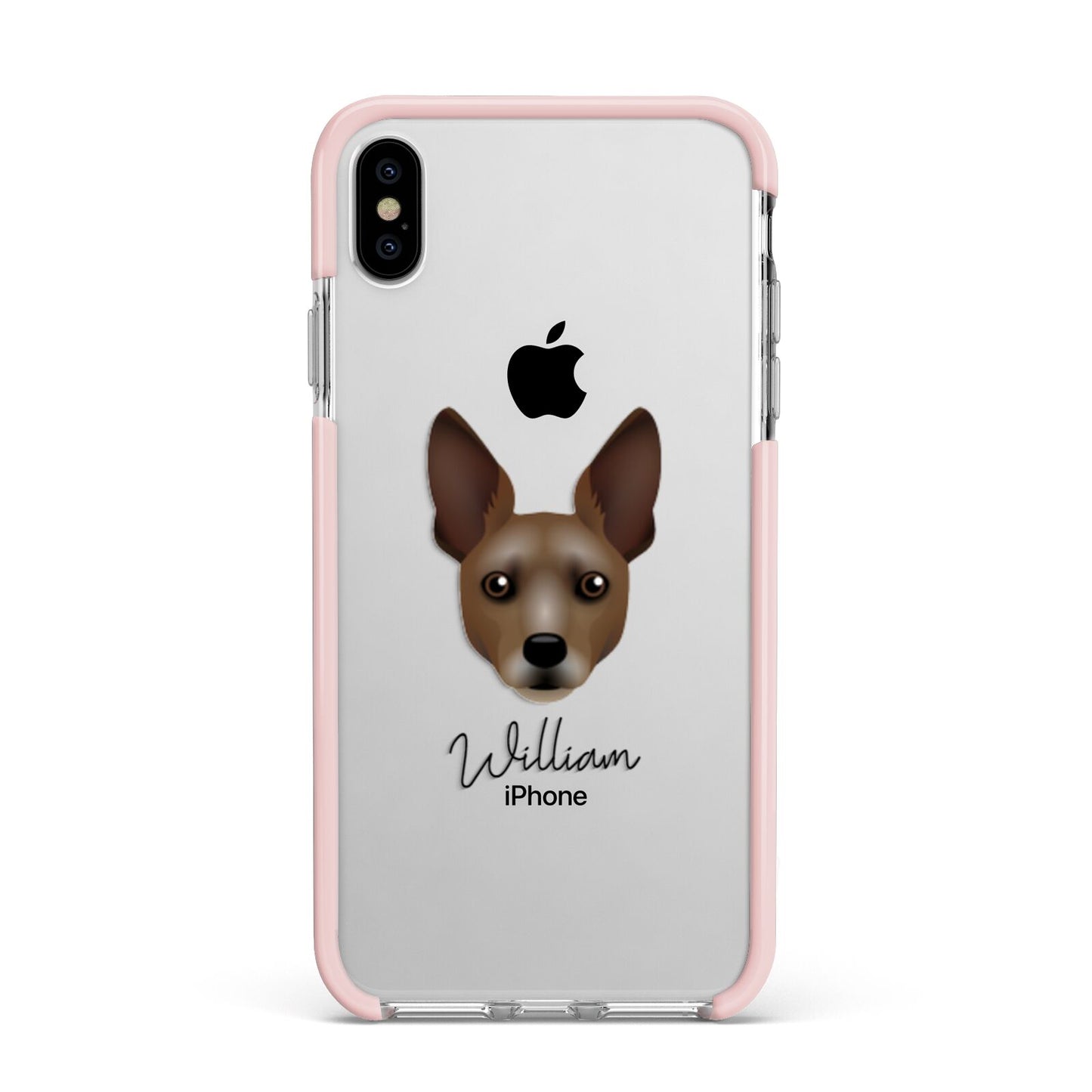 Rat Terrier Personalised Apple iPhone Xs Max Impact Case Pink Edge on Silver Phone