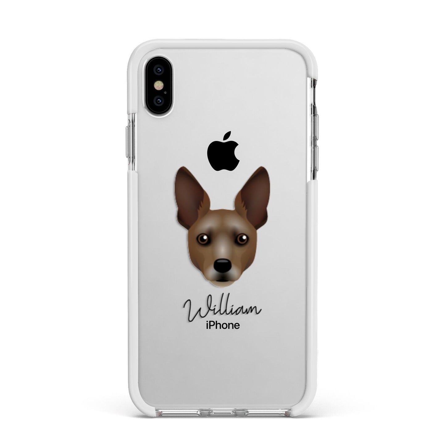 Rat Terrier Personalised Apple iPhone Xs Max Impact Case White Edge on Silver Phone