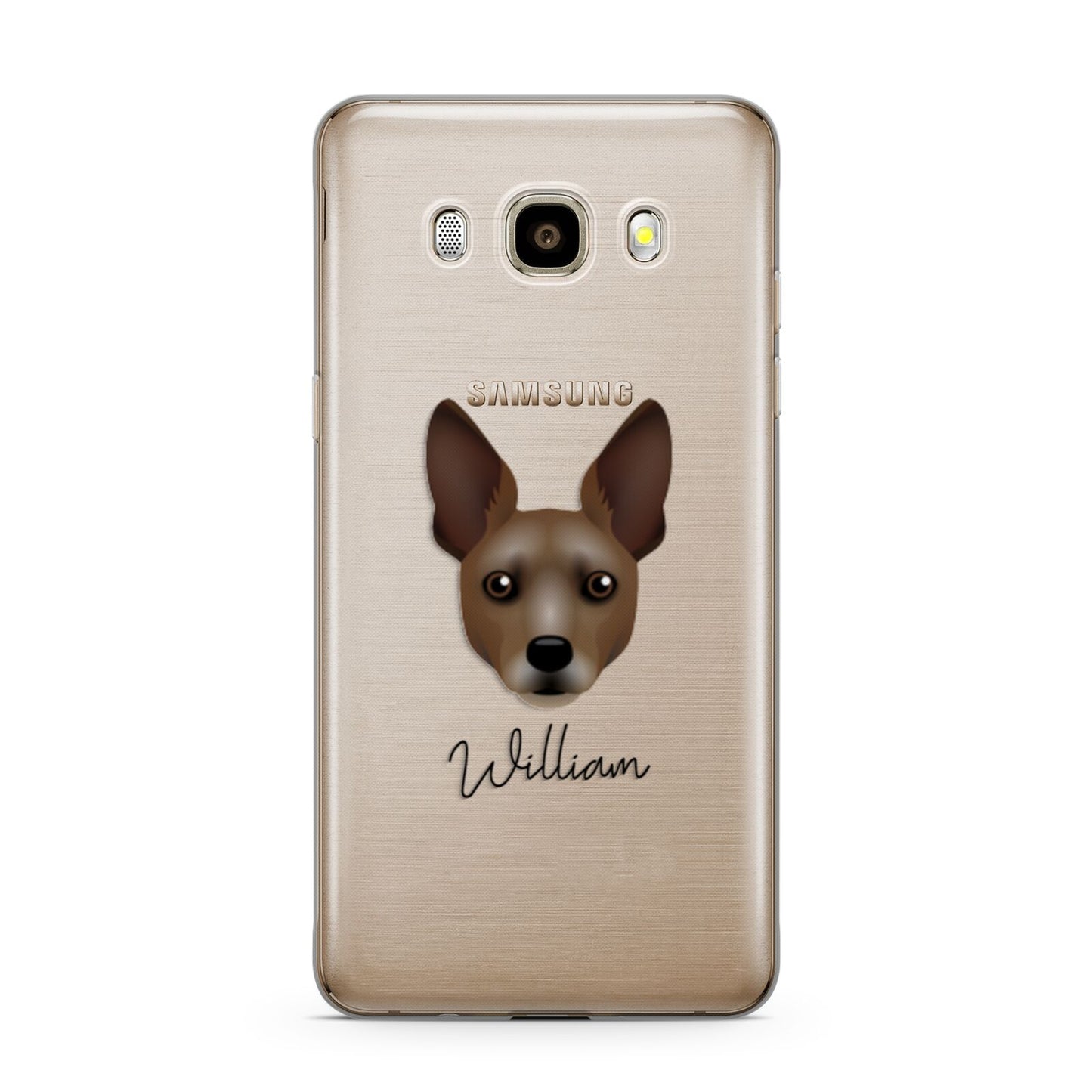 Rat Terrier Personalised Samsung Galaxy J7 2016 Case on gold phone