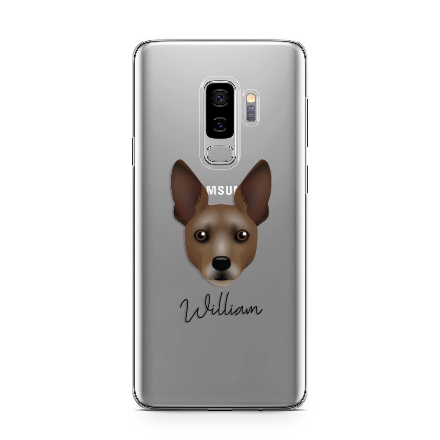 Rat Terrier Personalised Samsung Galaxy S9 Plus Case on Silver phone