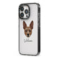 Rat Terrier Personalised iPhone 13 Pro Black Impact Case Side Angle on Silver phone
