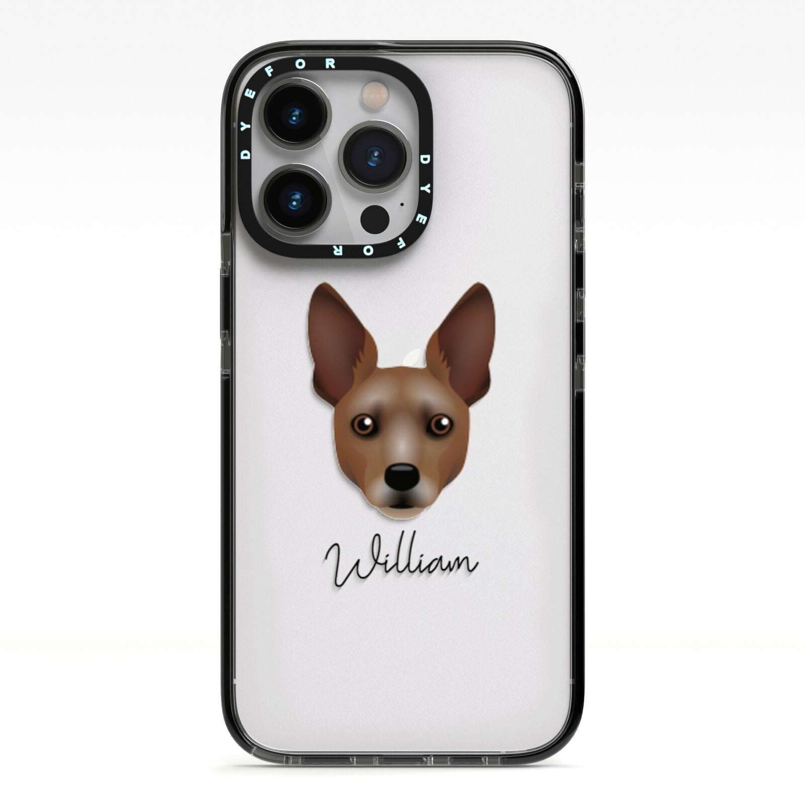 Rat Terrier Personalised iPhone 13 Pro Black Impact Case on Silver phone