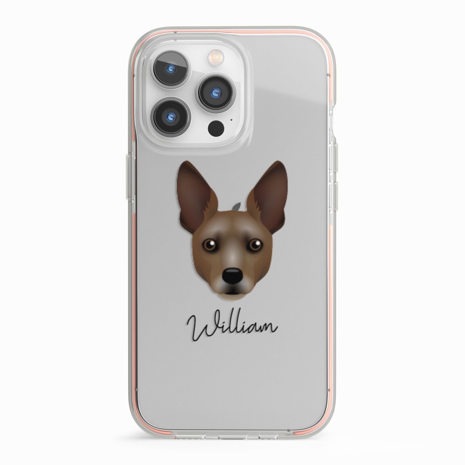 Rat Terrier Personalised iPhone 13 Pro TPU Impact Case with Pink Edges