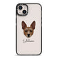 Rat Terrier Personalised iPhone 14 Plus Black Impact Case on Silver phone
