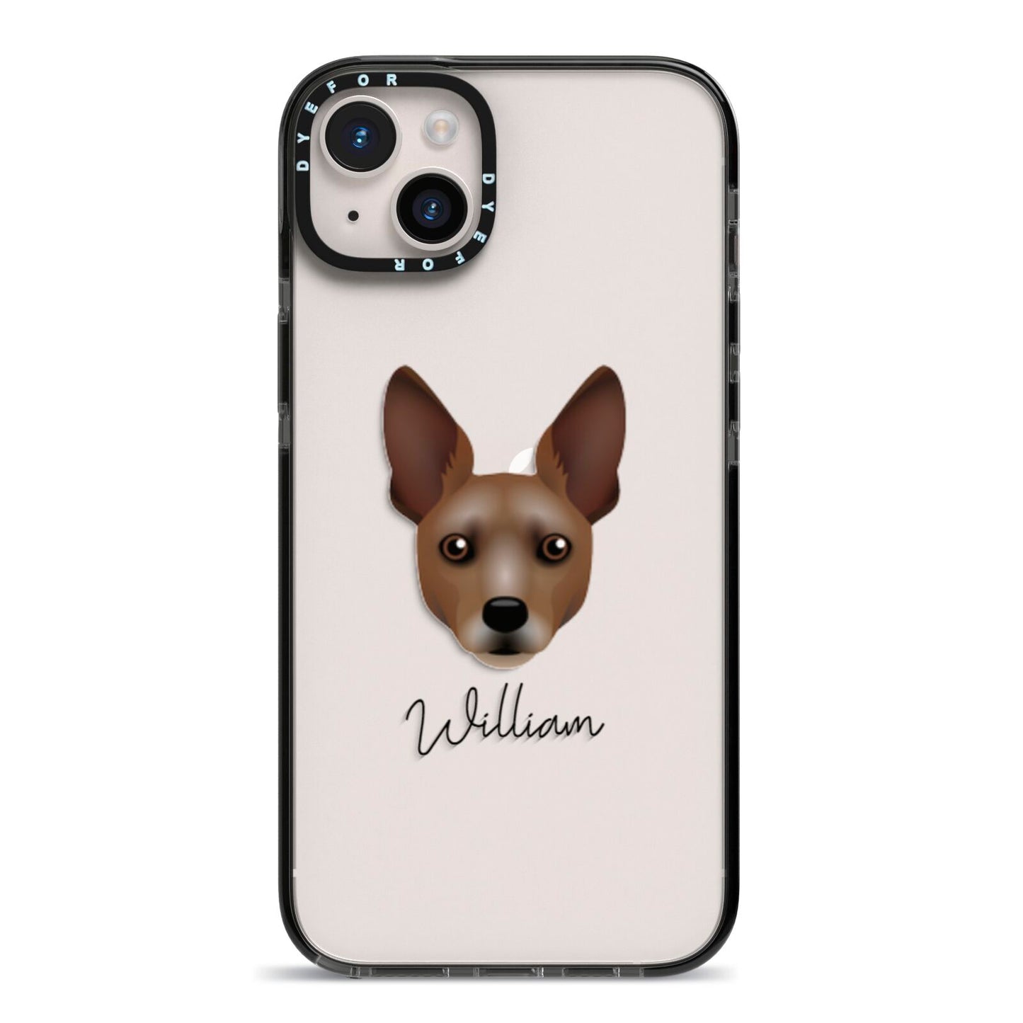 Rat Terrier Personalised iPhone 14 Plus Black Impact Case on Silver phone