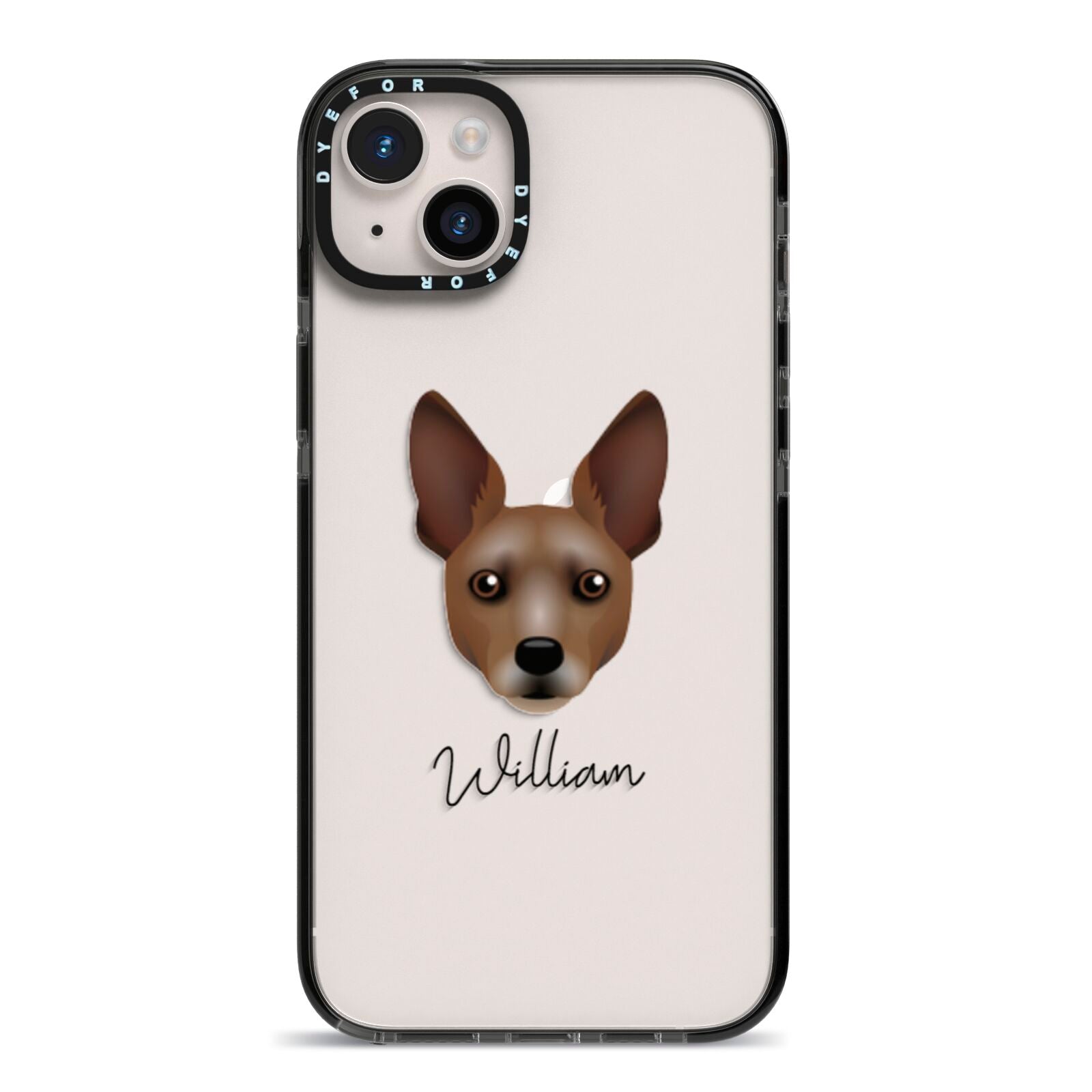 Rat Terrier Personalised iPhone 14 Plus Black Impact Case on Silver phone