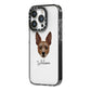 Rat Terrier Personalised iPhone 14 Pro Black Impact Case Side Angle on Silver phone
