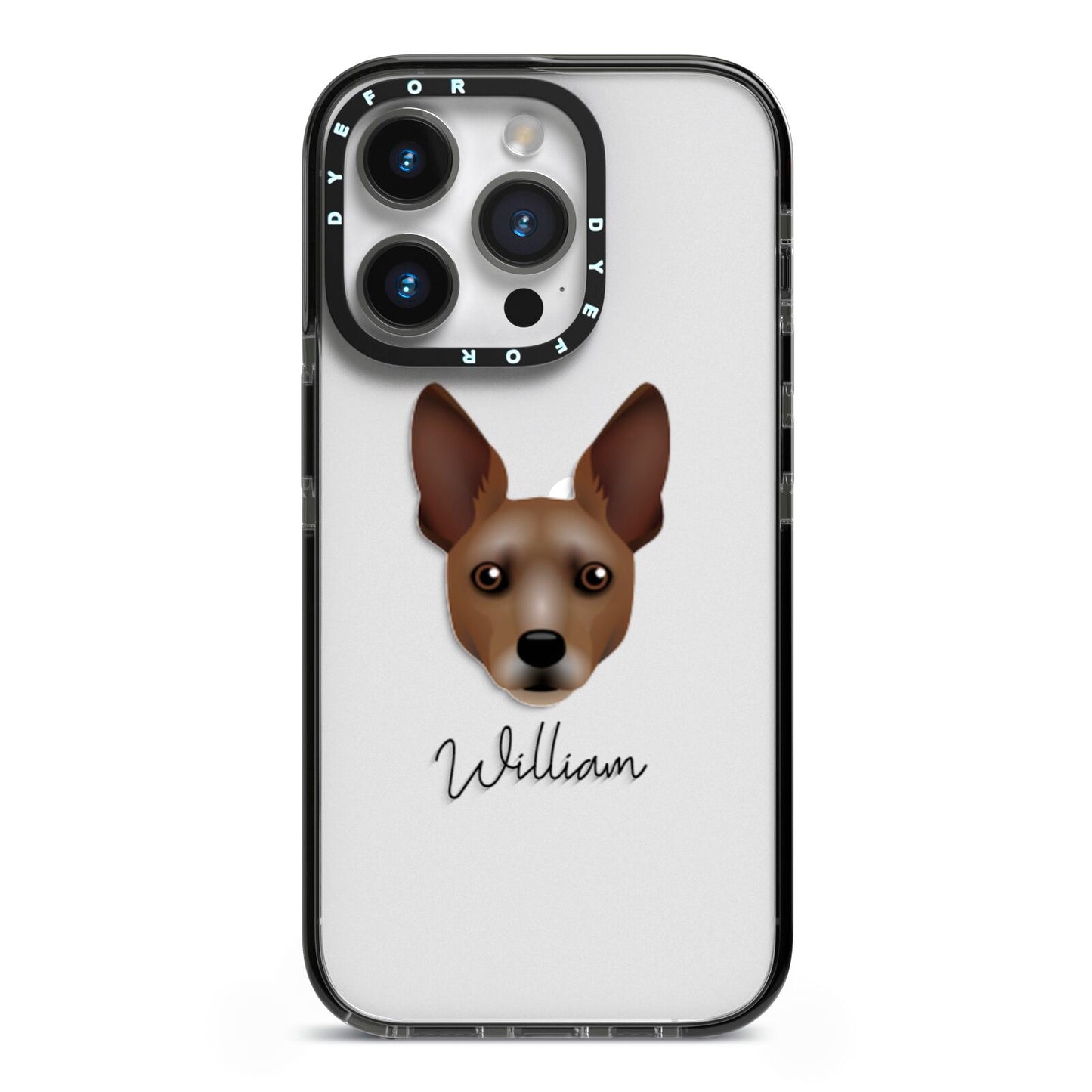 Rat Terrier Personalised iPhone 14 Pro Black Impact Case on Silver phone