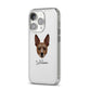 Rat Terrier Personalised iPhone 14 Pro Clear Tough Case Silver Angled Image
