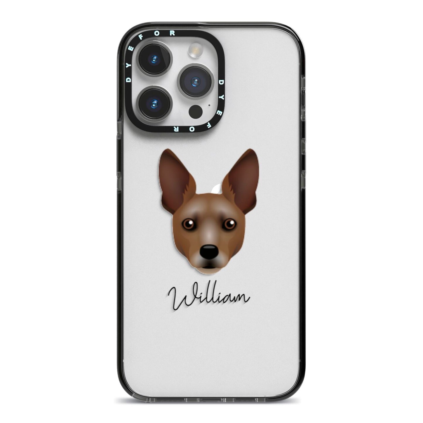 Rat Terrier Personalised iPhone 14 Pro Max Black Impact Case on Silver phone